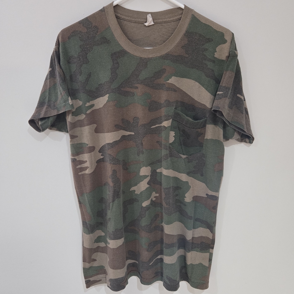 Vintage 80s Ranger Camouflage Pocket Paper Thin Single Stitch T-Shirt